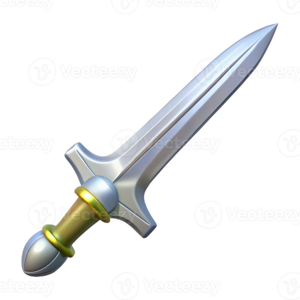 spectacular celebrated A single, gleaming silver longsword, ornate hilt with Transparent Background png
