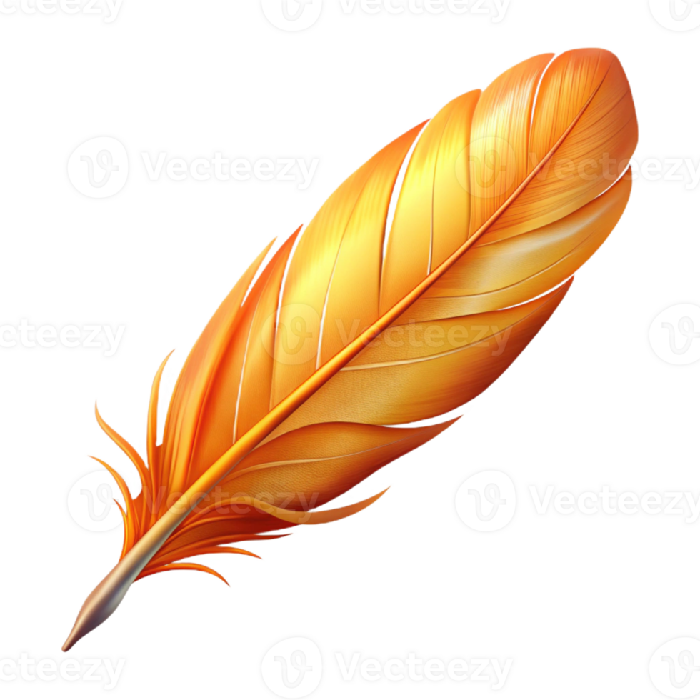 quintessential rustic Ultra-detailed, photorealistic isolated cutout of a single, glowing phoenix feather, professional render with Transparent Background handcrafted png