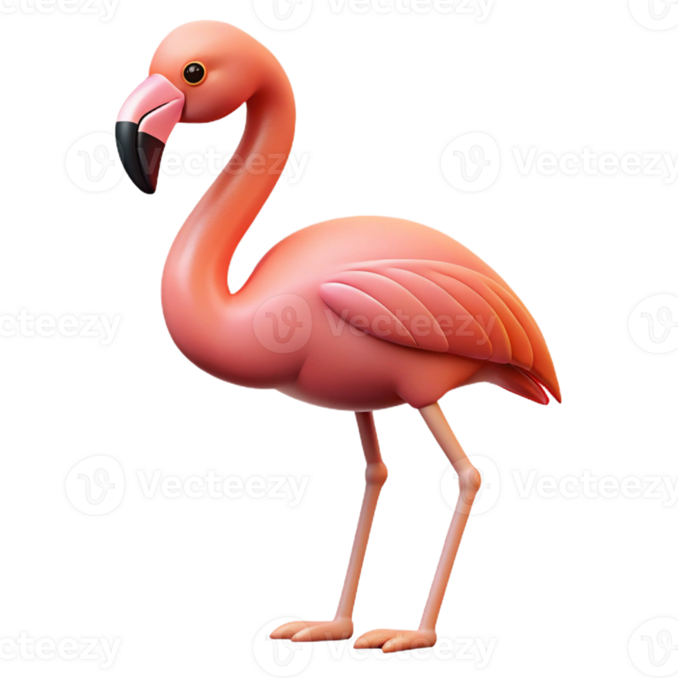 mysterious dramatic Ultra-detailed photorealistic professional render of an isolated cutout of a single flamingo standing on one leg with Transparent Background premium png