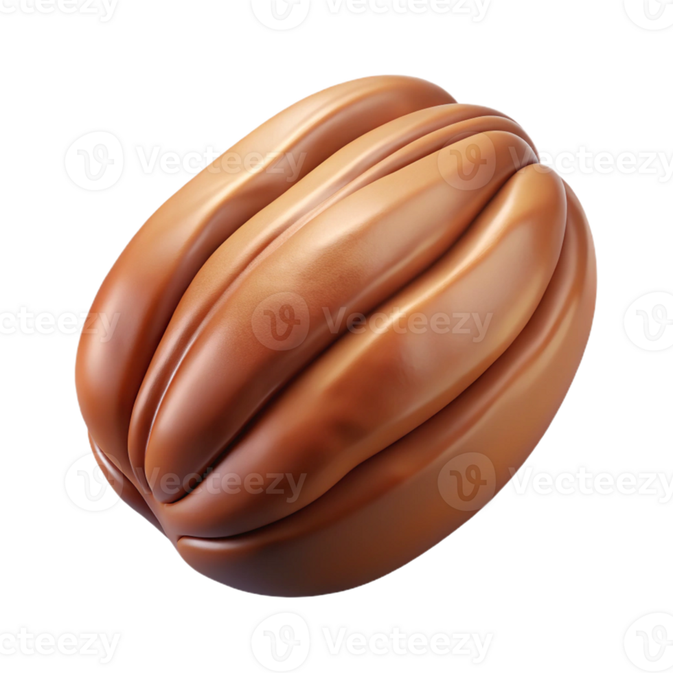 spectacular inspired Concept art style ultra-detailed isolated cutout of a single pecan, shelled, with Transparent Background png