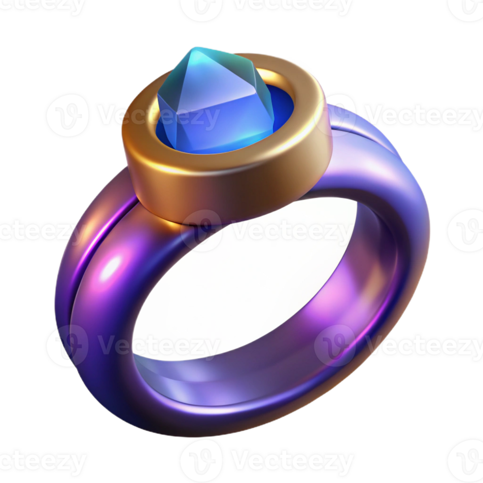 nostalgic enchanting A realistic magic ring, glowing gemstone with Transparent Background expertly shot png