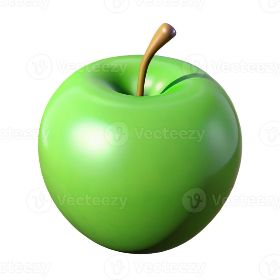 unparalleled baroque Single perfect green apple with Transparent Background sharp png