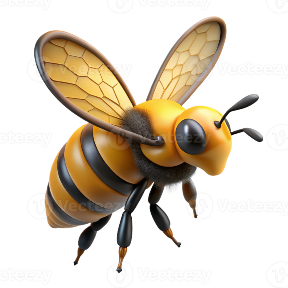 picturesque retro Ultra-detailed photorealistic professional render isolated cutout of a single bumblebee in flight, wings blurred with Transparent Background precision png