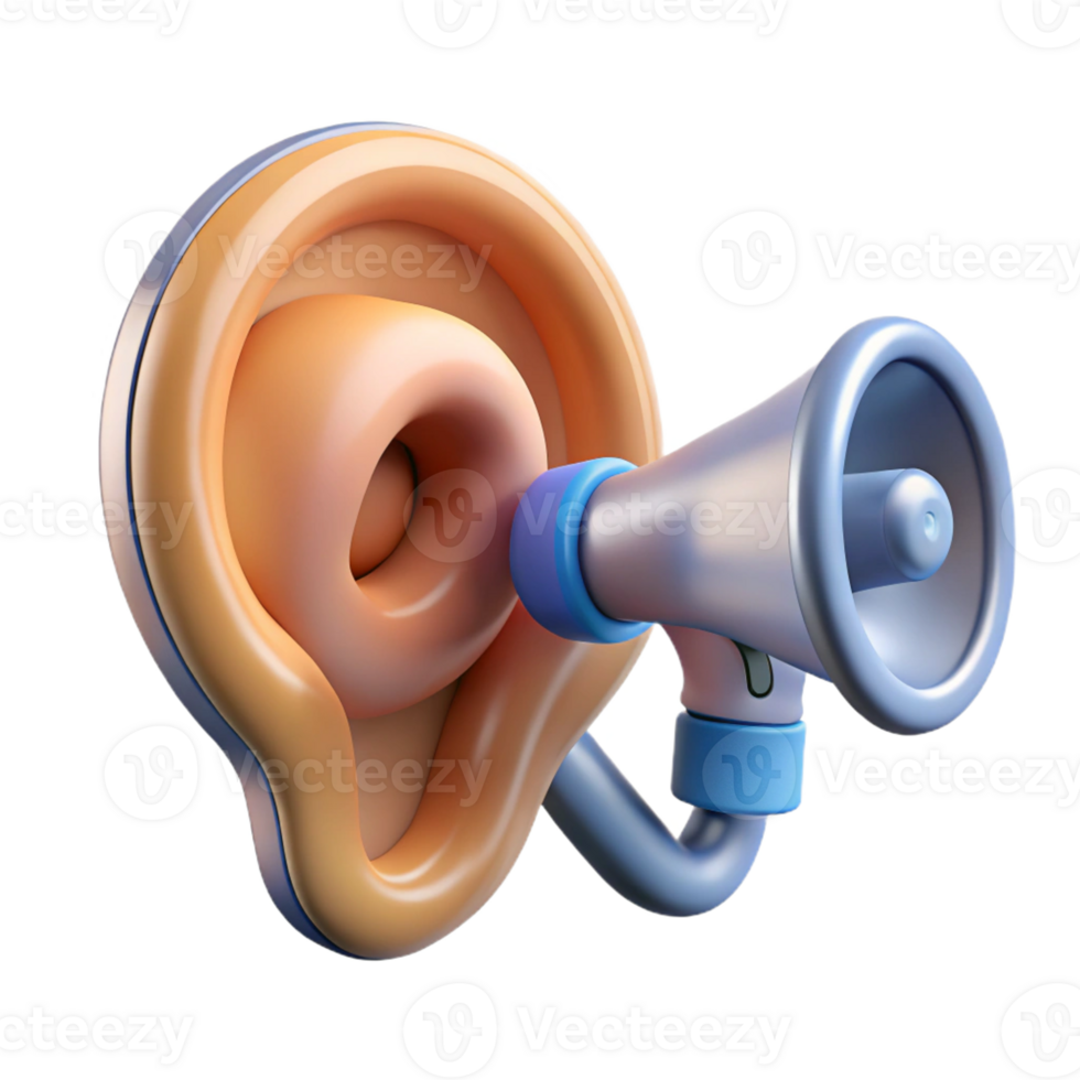 unparalleled geometric Isolated cutout, concept art style biomechanical ear with amplified microphone and internal speaker Ultra-detailed with Transparent Background fine detail png