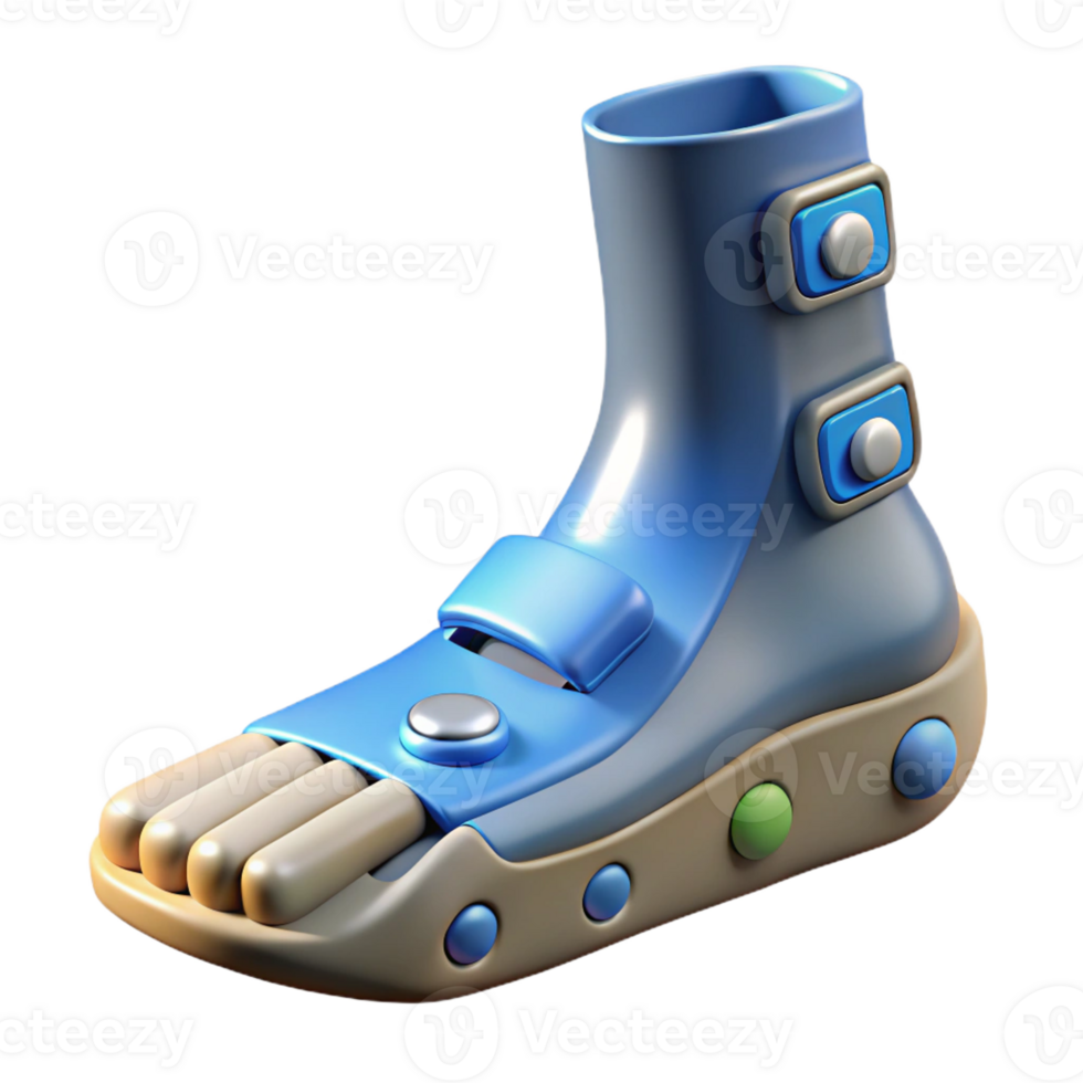 mysterious elegant Photorealistic, hyper-specific professional render of a biomechanical foot with magnetic levitation pads and pressure sensors Isolated cutout with Transparent Background precision png
