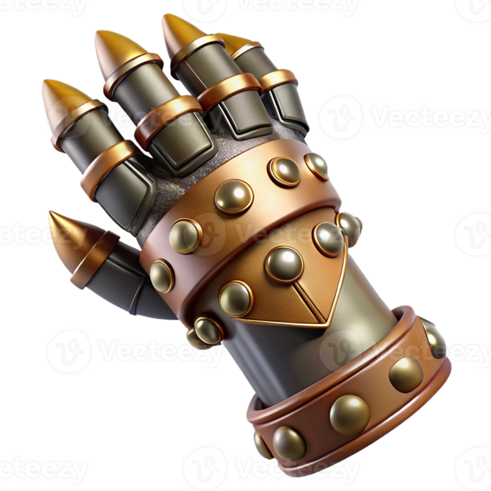 sought-after surreal Steampunk gauntlet with articulated fingers and spiked knuckles with Transparent Background refined png