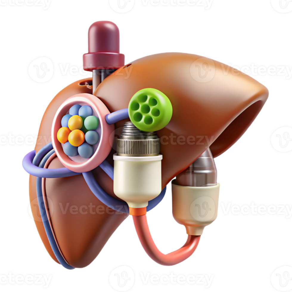 pristine baroque Photorealistic, hyper-specific professional render of a biomechanical liver with bio-fuel processing unit and toxin filters Isolated cutout with Transparent Background ultra HD png
