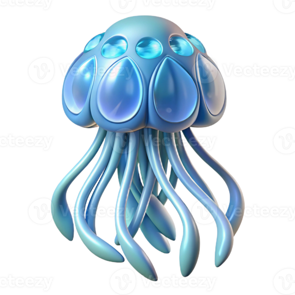 wonderful creative Concept art style, isolated cutout of a single, bioluminescent, fractal-shaped jellyfish, pulsating with intricate inner light patterns with Transparent Background premium png
