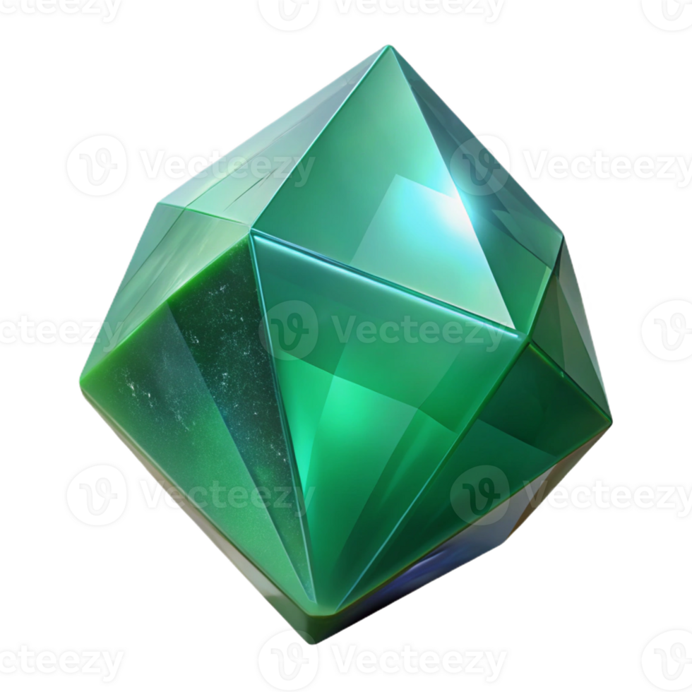 splendid dramatic surreal Professional render, ultra-detailed, isolated cutout of a single, raw emerald crystal with Transparent Background sharp png
