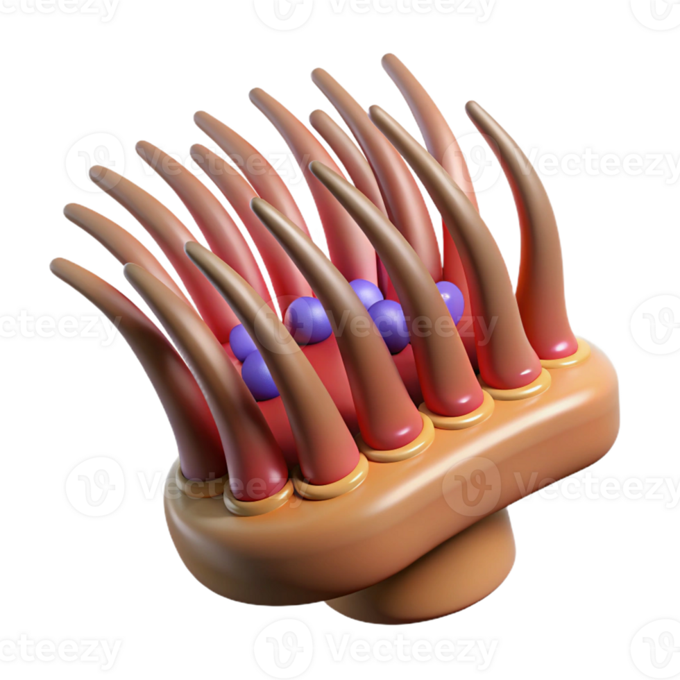 memorable rustic Isolated cutout, concept art style biomechanical hair follicle with color-changing pigments and temperature regulation Ultra-detailed with Transparent Background top-tier png