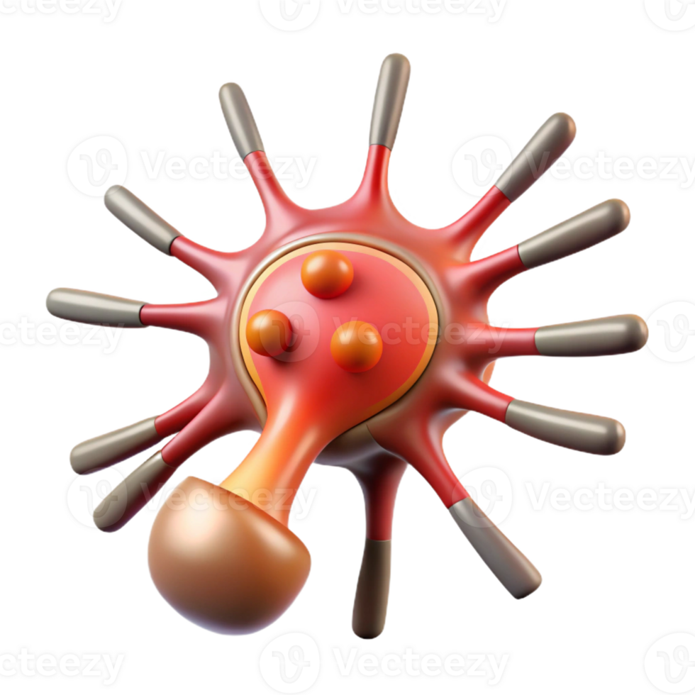 whimsical captivating Ultra-detailed, concept art style, isolated cutout biomechanical nerve ending with signal amplification and pain suppression with Transparent Background luxury png
