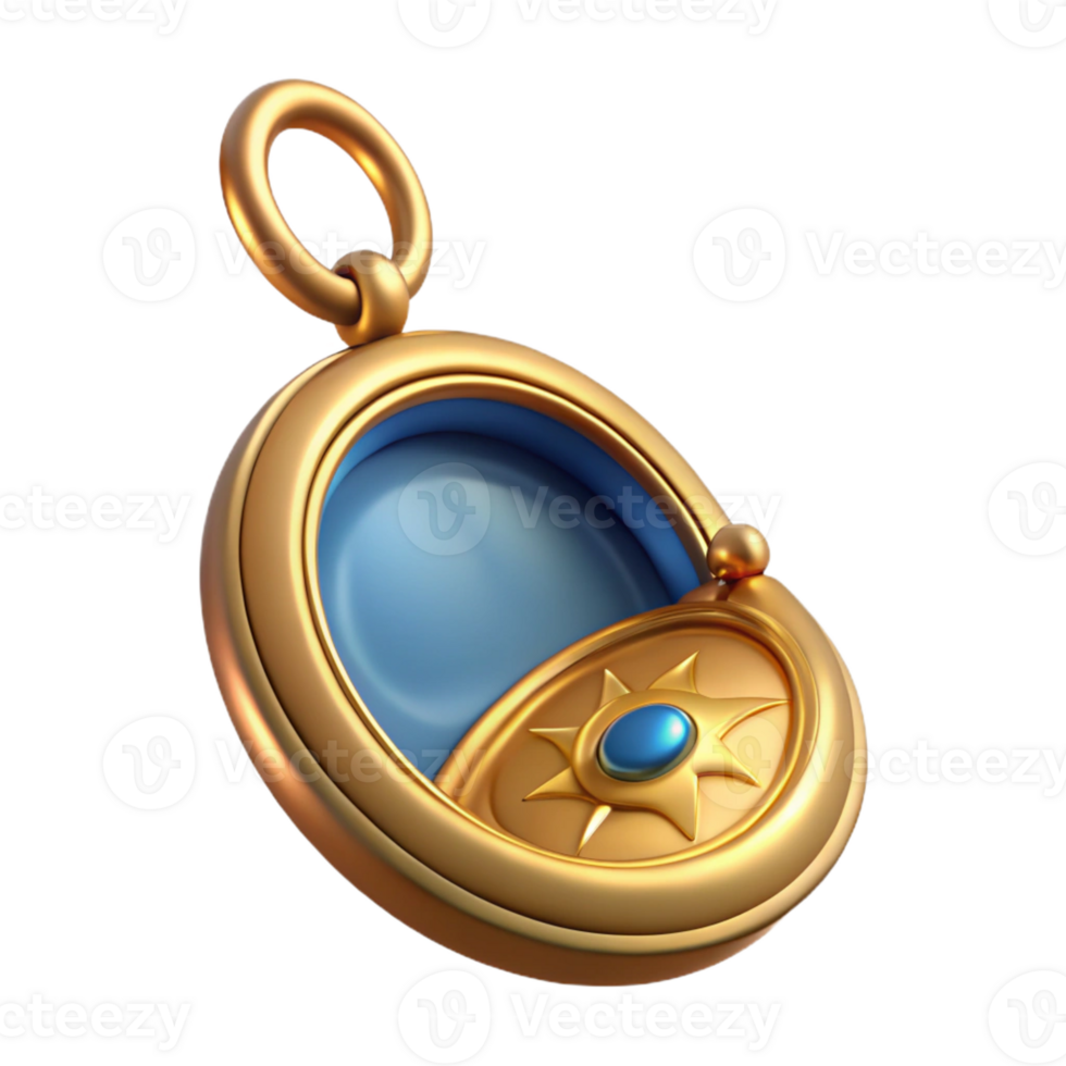 peaceful picturesque Ultra-detailed, professional render of a vintage locket with a picture inside with Transparent Background original png