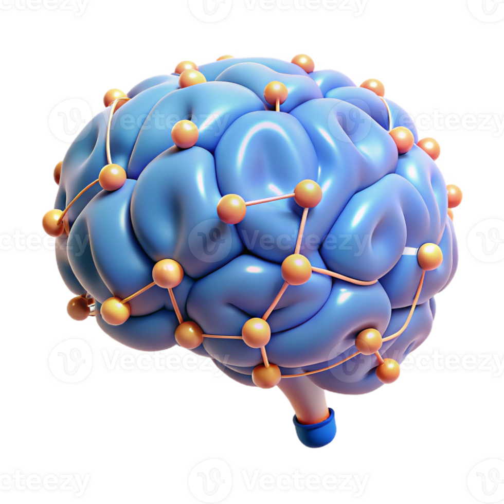 striking inspired A stylized brain with glowing neural connections with Transparent Background png
