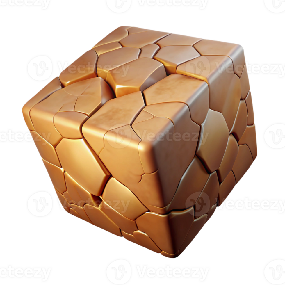standout coastal A floating, levitating cube composed of cracked earth with Transparent Background handcrafted png