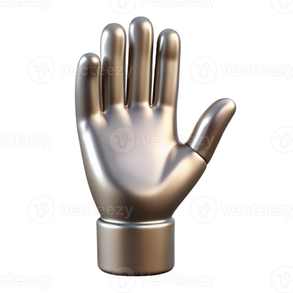 spectacular unforgettable A single, open hand reaching upwards, made of polished silver with Transparent Background png