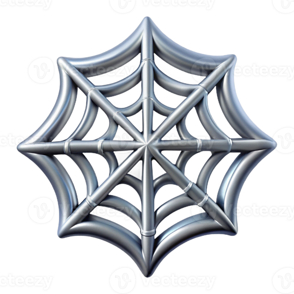unparalleled contemporary Concept art style, isolated cutout of a single, intricate, spiderweb woven from silver thread with Transparent Background professional png
