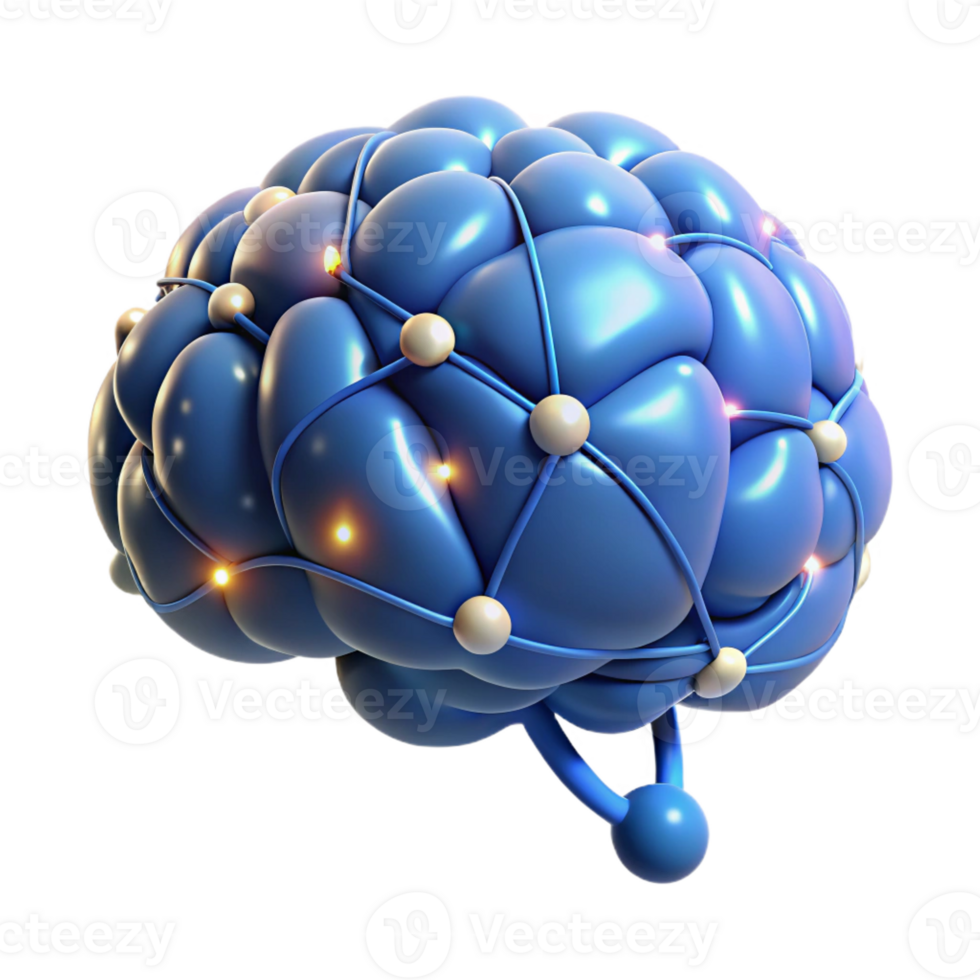 romantic impressive A stylized brain with glowing neural connections with Transparent Background luxury png