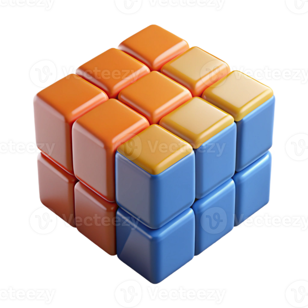 splendid timeless Hyper-specific professional render of an isolated, floating, Rubik's Cube mid-solve Isolated cutout with Transparent Background png