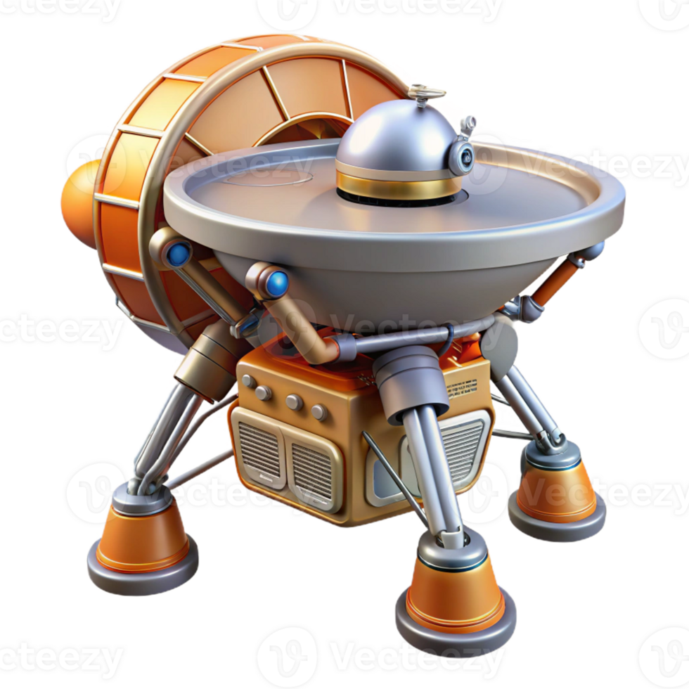 radiant remarkable Ultra-detailed, isolated cutout of a single, robotic space probe, hyper-specific mechanical details, concept art style with Transparent Background png