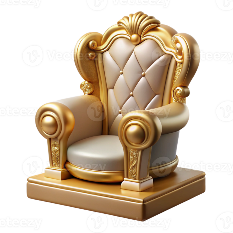picturesque standout Photorealistic isolated cutout of a single, ornate Throne of Zeus, golden and detailed, isolated cutout with Transparent Background png