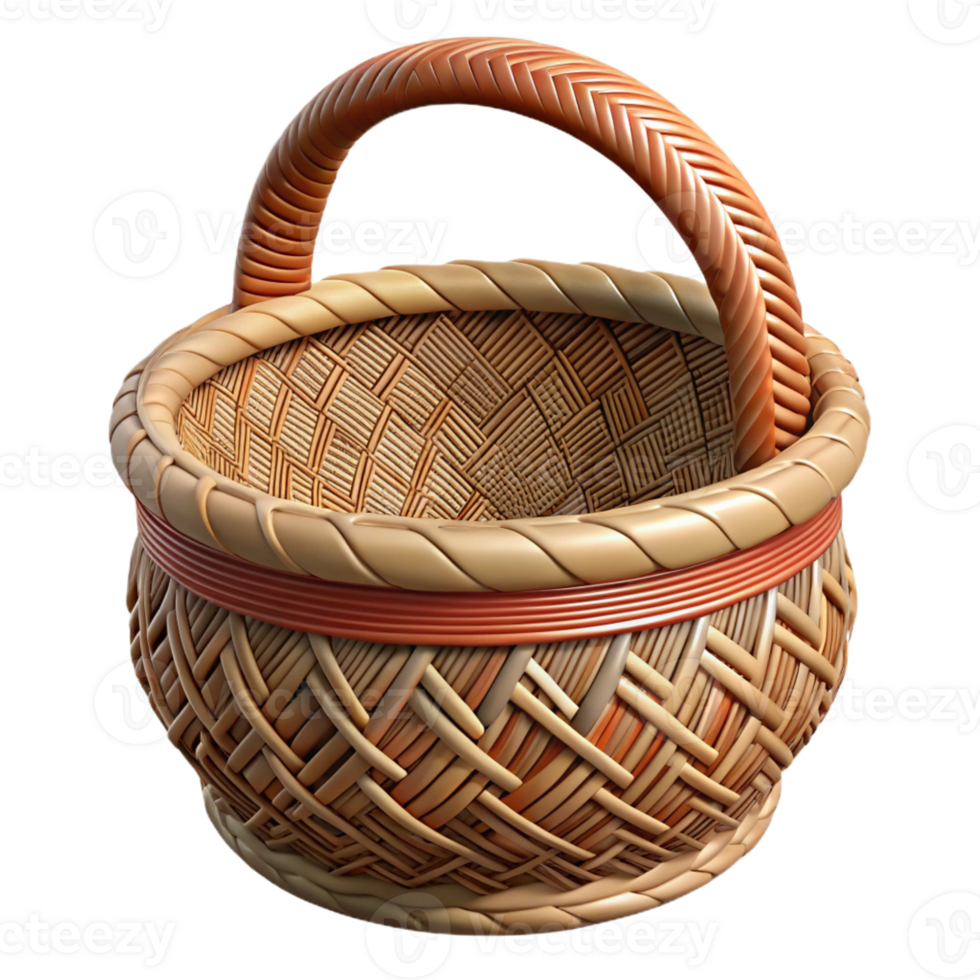 stunning unparalleled Hyper-specific, professional render of an intricately woven tribal basket with geometric patterns with Transparent Background png