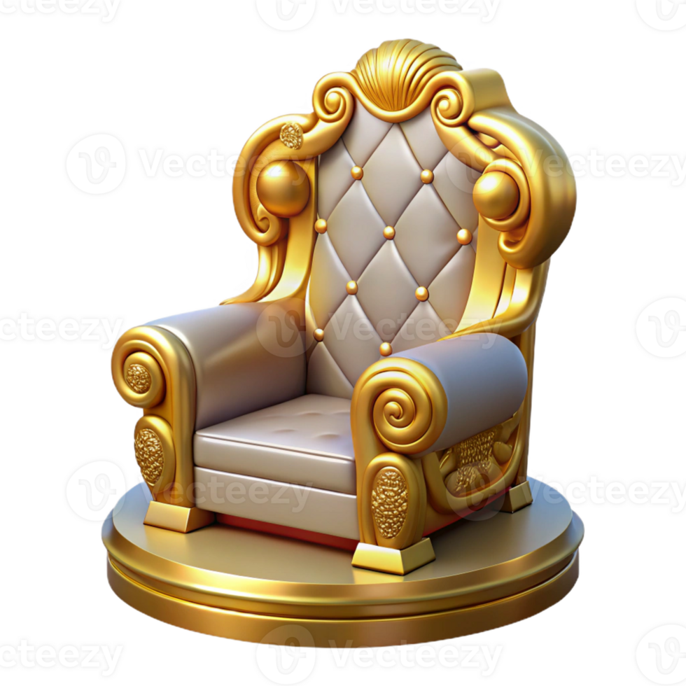 spectacular whimsical industrial Photorealistic isolated cutout of a single, ornate Throne of Zeus, golden and detailed, isolated cutout with Transparent Background refined png
