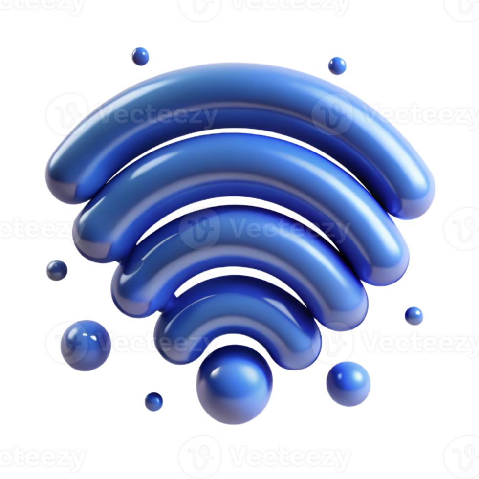 striking coastal A stylized, abstract WiFi symbol made of swirling particles with Transparent Background sharp png