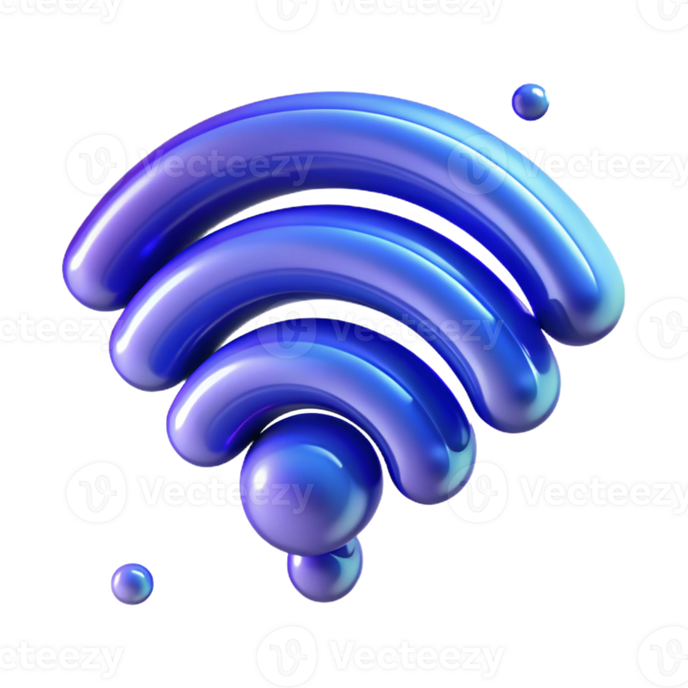 notable futuristic A stylized, abstract WiFi symbol made of swirling particles with Transparent Background crisp png
