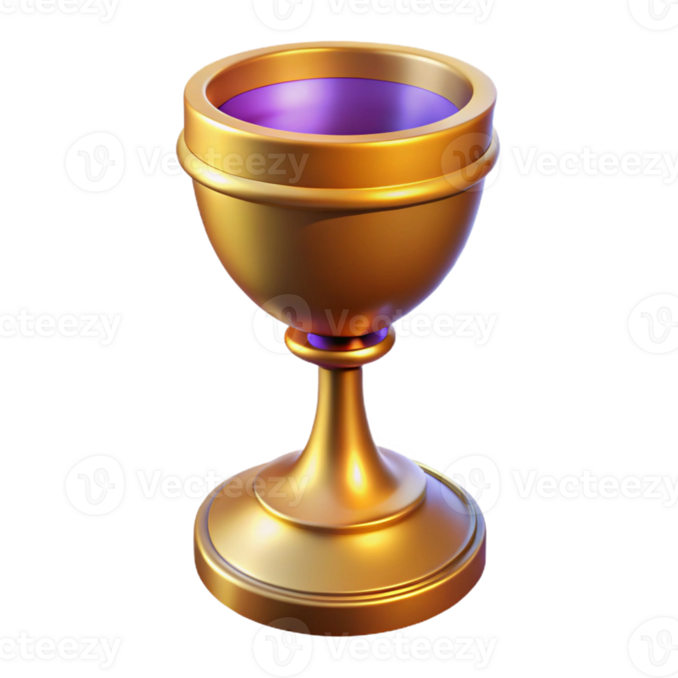 unforgettable retro Ultra-detailed concept art style render of a single, glowing Holy Grail, chalice form, isolated cutout with Transparent Background authentic png