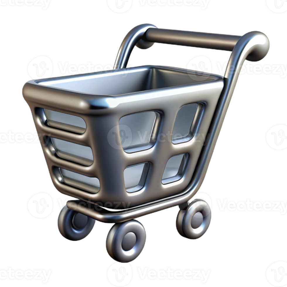gorgeous peaceful tropical A stylized, abstract shopping cart icon made of polished chrome with Transparent Background gallery standard png