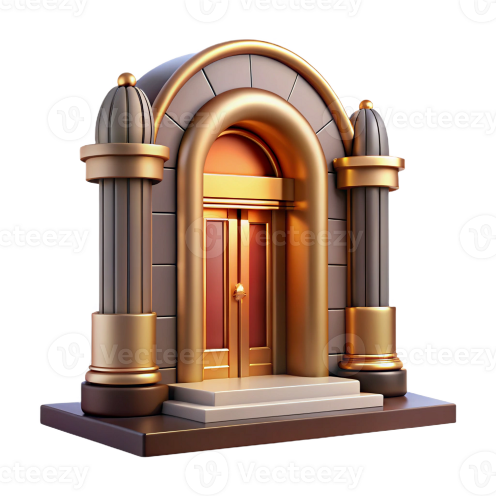 unparalleled artistic Art Deco building entrance door with Transparent Background precision png