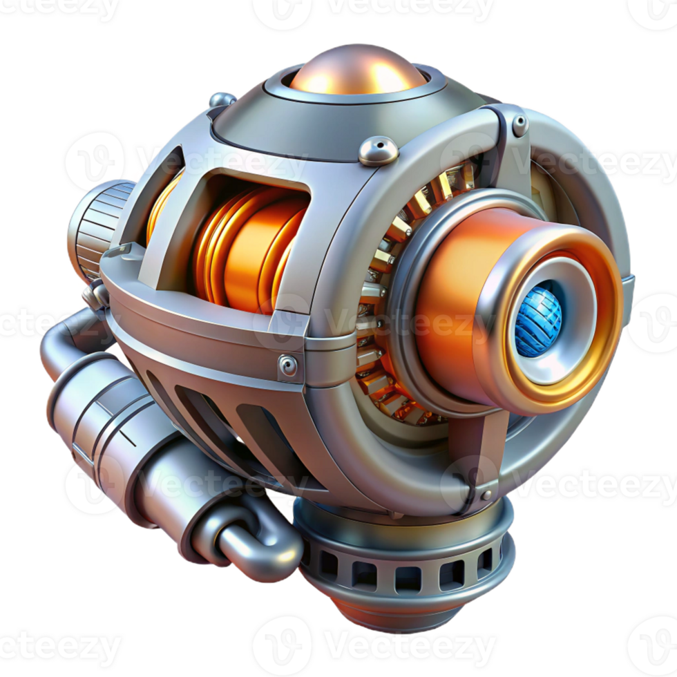 pristine playful urban Isolated cutout of a single, intricate, futuristic spaceship engine, professional render, ultra-detailed components with Transparent Background flawless png