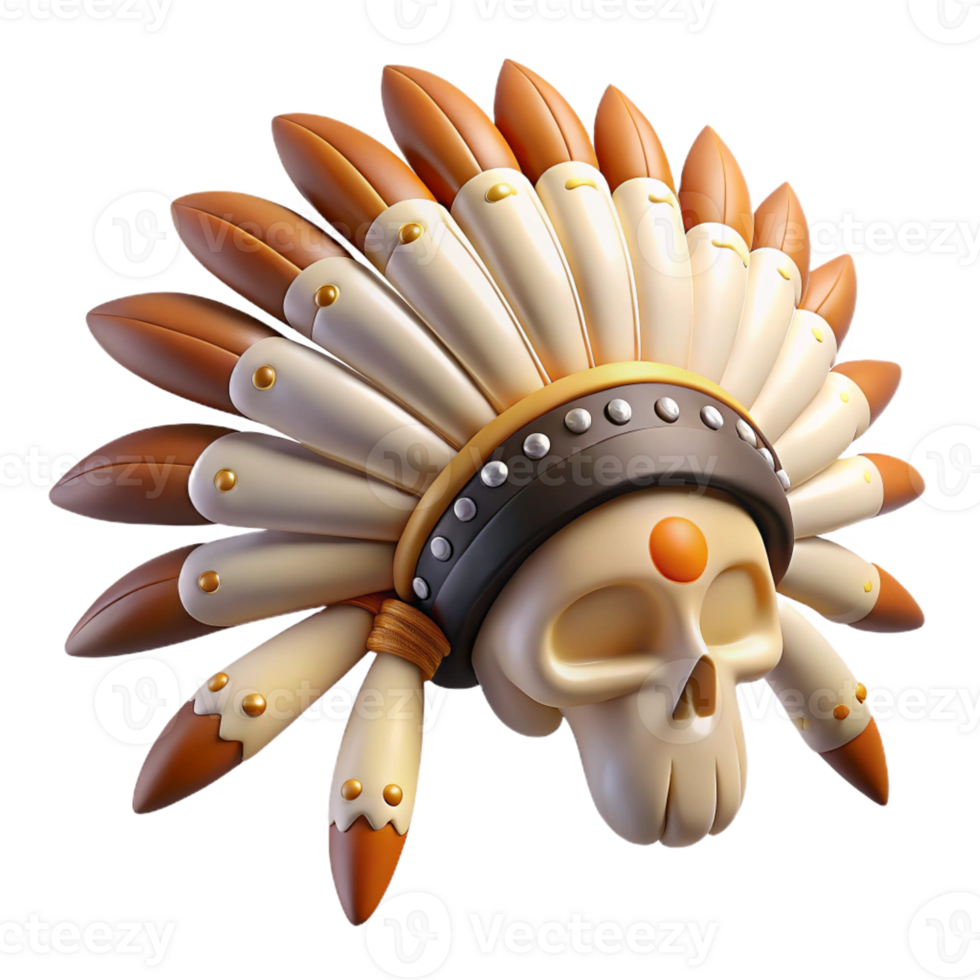 wonderful urban Ultra-detailed, photorealistic, isolated cutout of a tribal chief's headdress featuring eagle feathers and bone ornaments with Transparent Background impeccable png