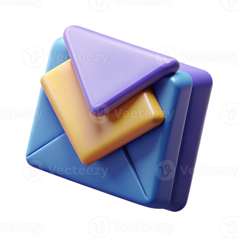 peaceful mesmerizing A stylized, abstract email icon made of folded paper with Transparent Background detailed png