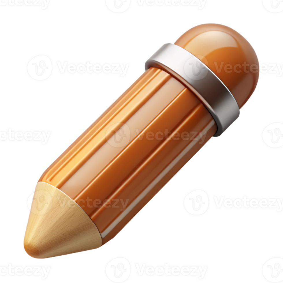 unparalleled impressionist A single, stylized pencil icon made of polished wood with Transparent Background professional png