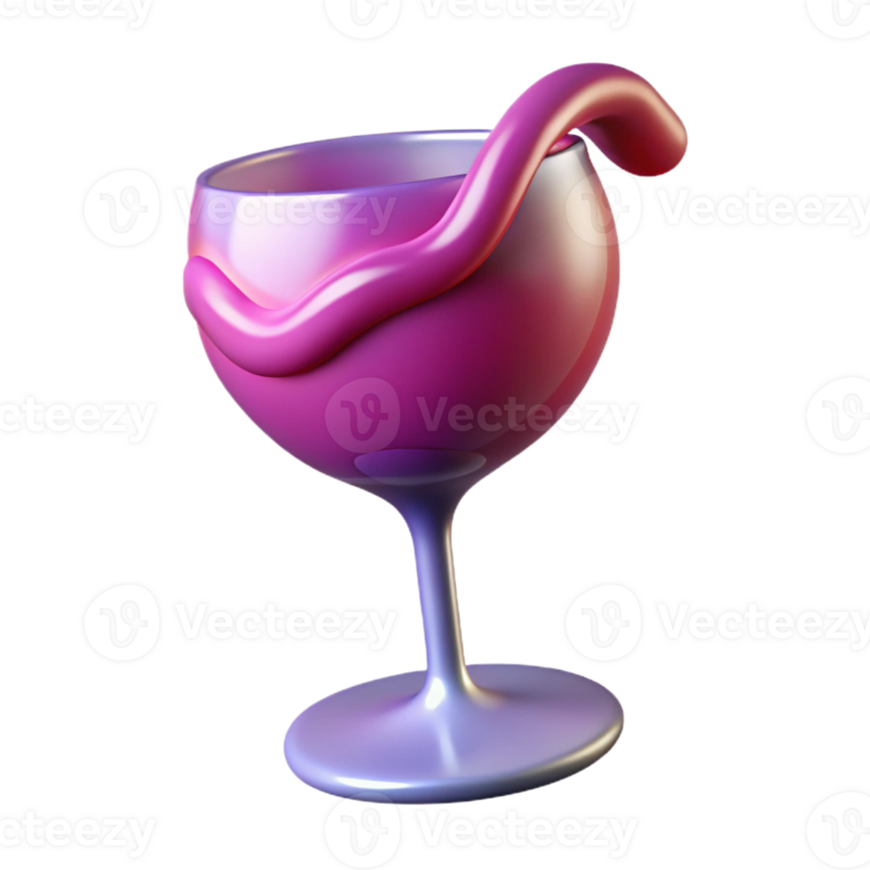 radiant distinctive A stylized, abstract wine glass icon made of flowing wine with Transparent Background png