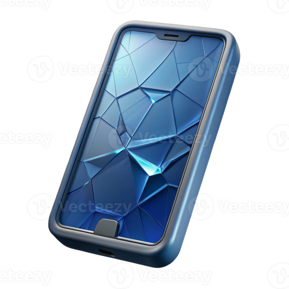 gorgeous notable A single, stylized mobile phone icon made of shattered glass with Transparent Background png
