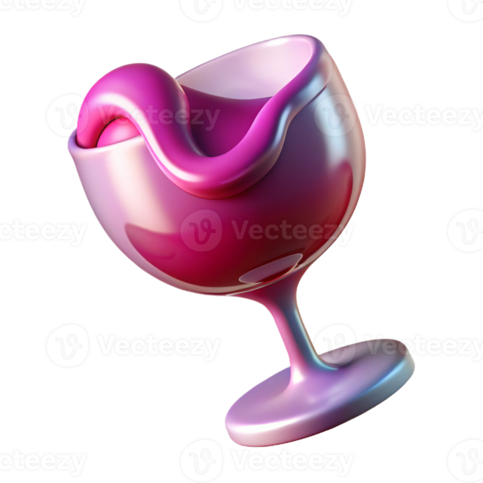 hypnotic exemplary A stylized, abstract wine glass icon made of flowing wine with Transparent Background png