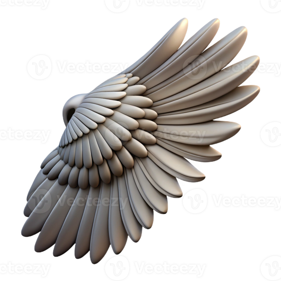 spectacular inspired Hyper-specific professional render of a single, feathered Harpy wing, clawed, isolated cutout with Transparent Background png