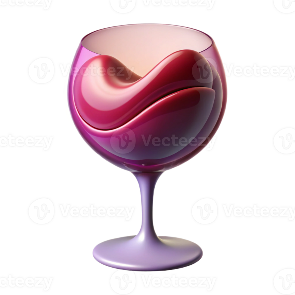 radiant mysterious elegant A stylized, abstract wine glass icon made of flowing wine with Transparent Background fine detail png