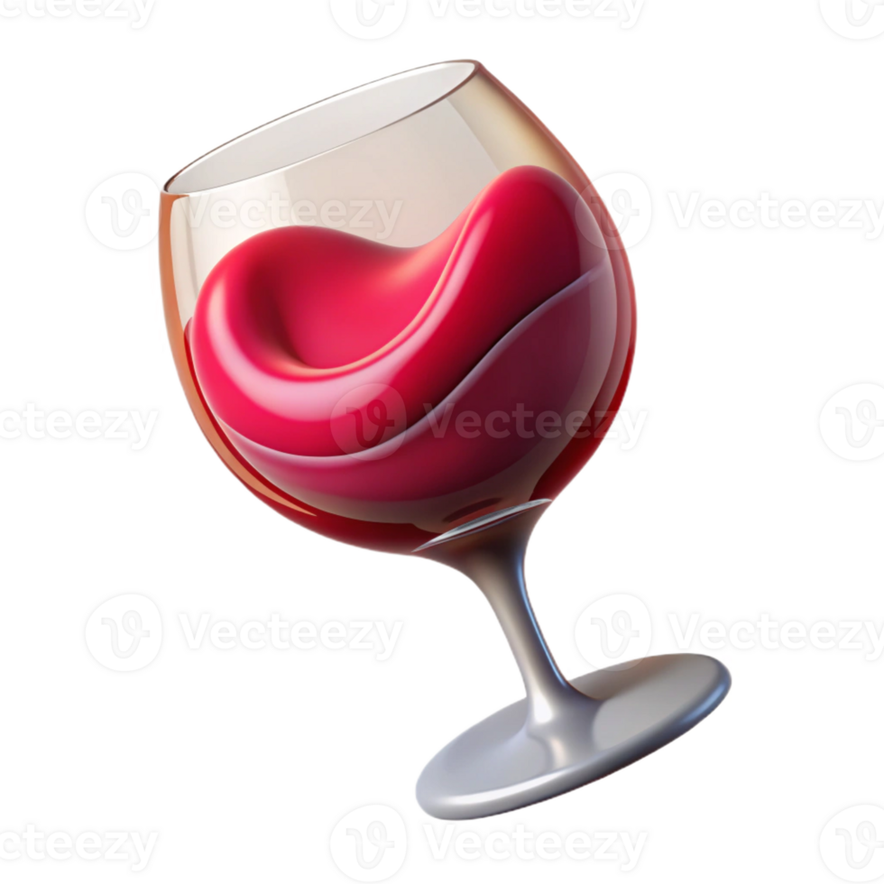 mysterious exquisite A stylized, abstract wine glass icon made of flowing wine with Transparent Background refined png