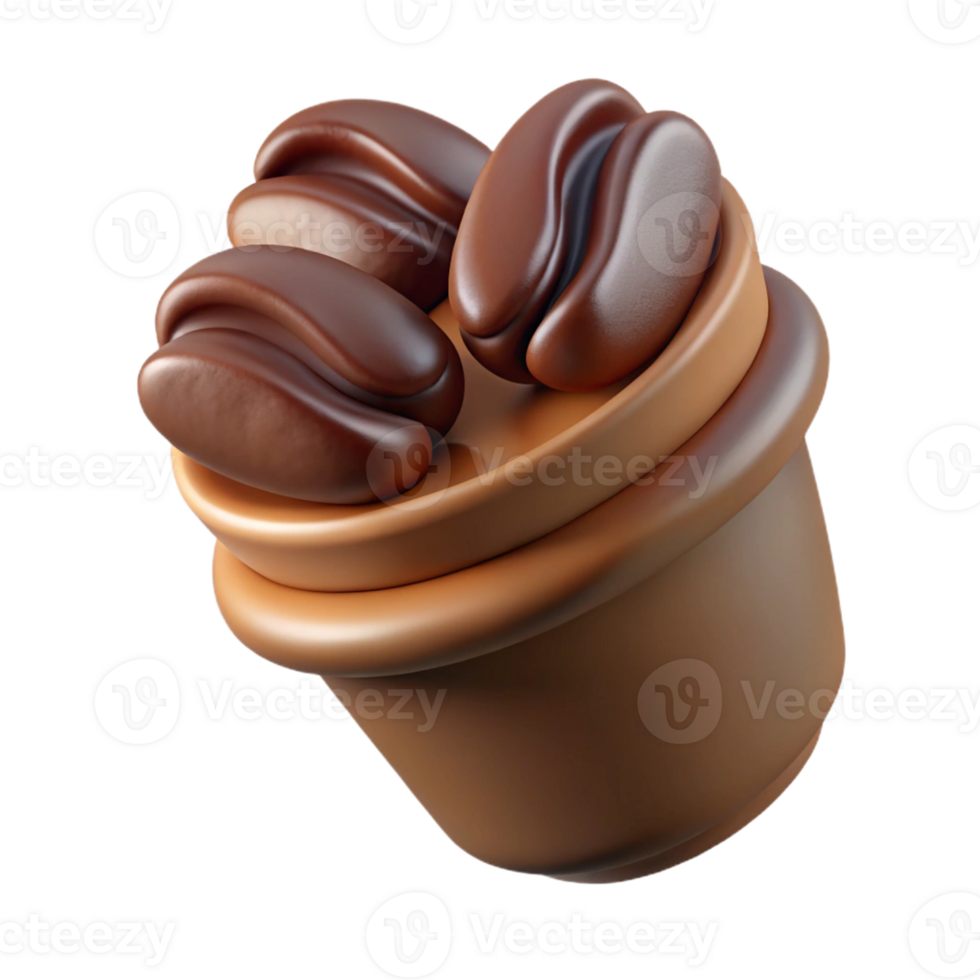 mesmerizing standout A single, stylized coffee cup icon made of swirling coffee beans with Transparent Background png