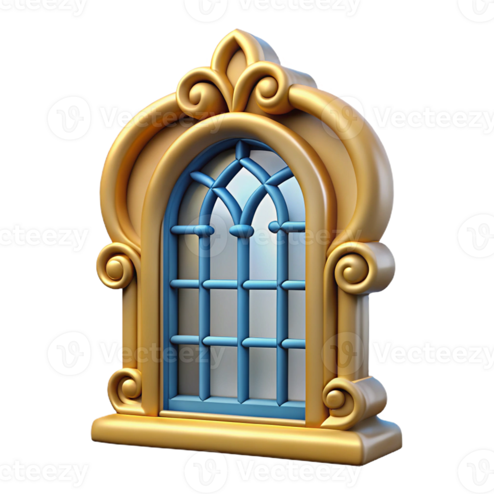 timeless organic Baroque palace ornate window frame with Transparent Background luxury png