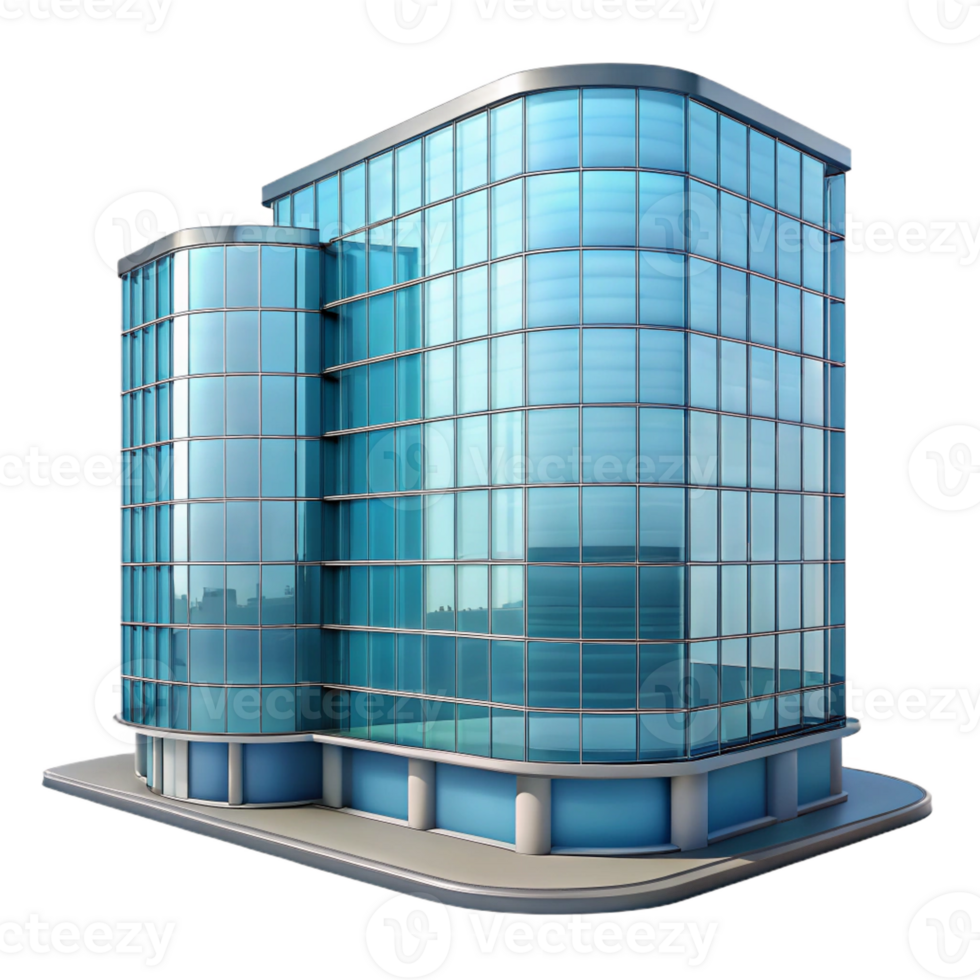 vibrant surreal Contemporary glass skyscraper curtain wall section with Transparent Background crisp png