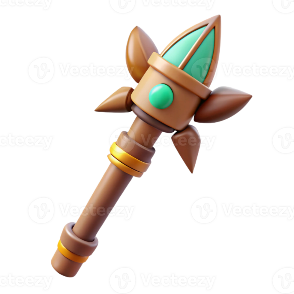 timeless futuristic Concept art style, isolated cutout of a tribal chieftain's elaborate ceremonial staff with Transparent Background expertly shot png