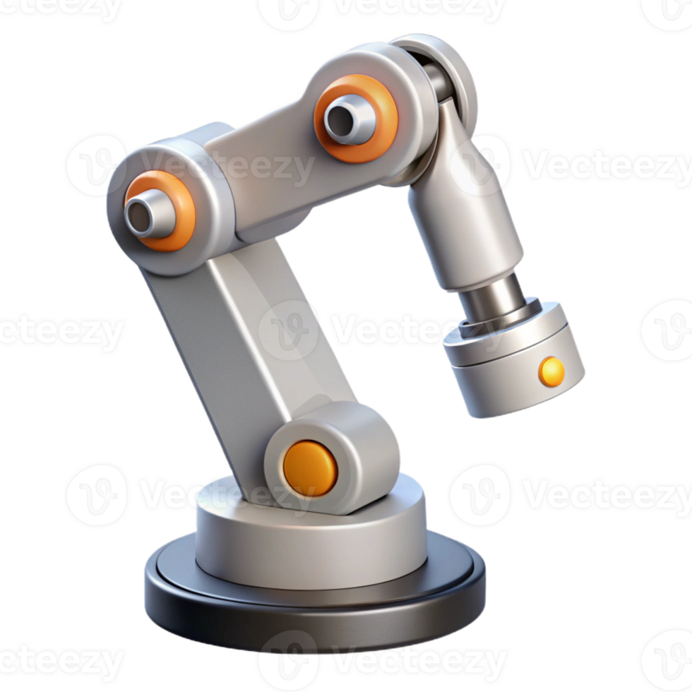 stunning inspired Ultra-detailed, hyper-specific, photorealistic professional render of a single isolated cutout, robotic arm with articulated joints, with Transparent Background png