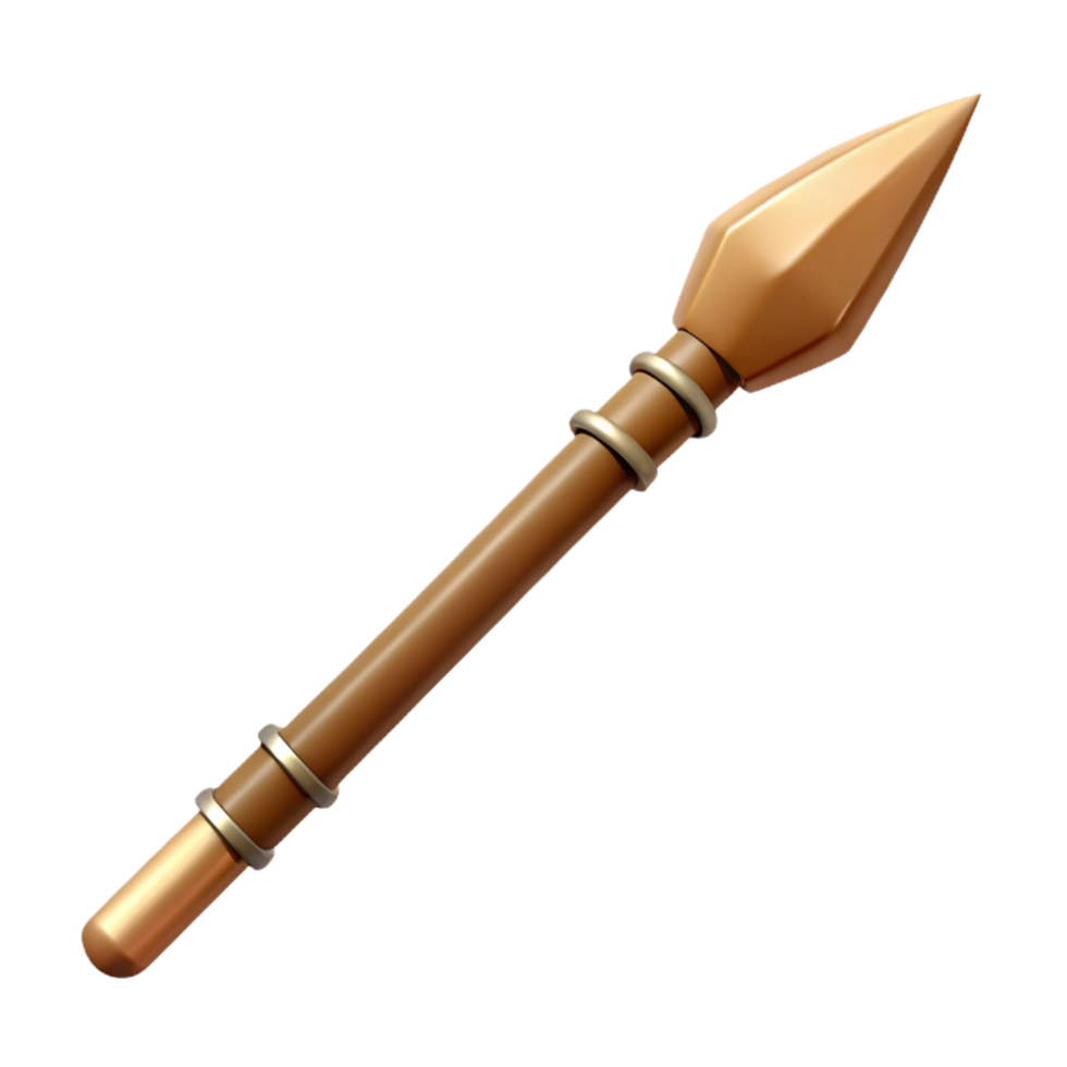 notable futuristic Photorealistic hyper-specific isolated cutout of a tribal warrior's spear with a sharpened bone tip with Transparent Background professional png
