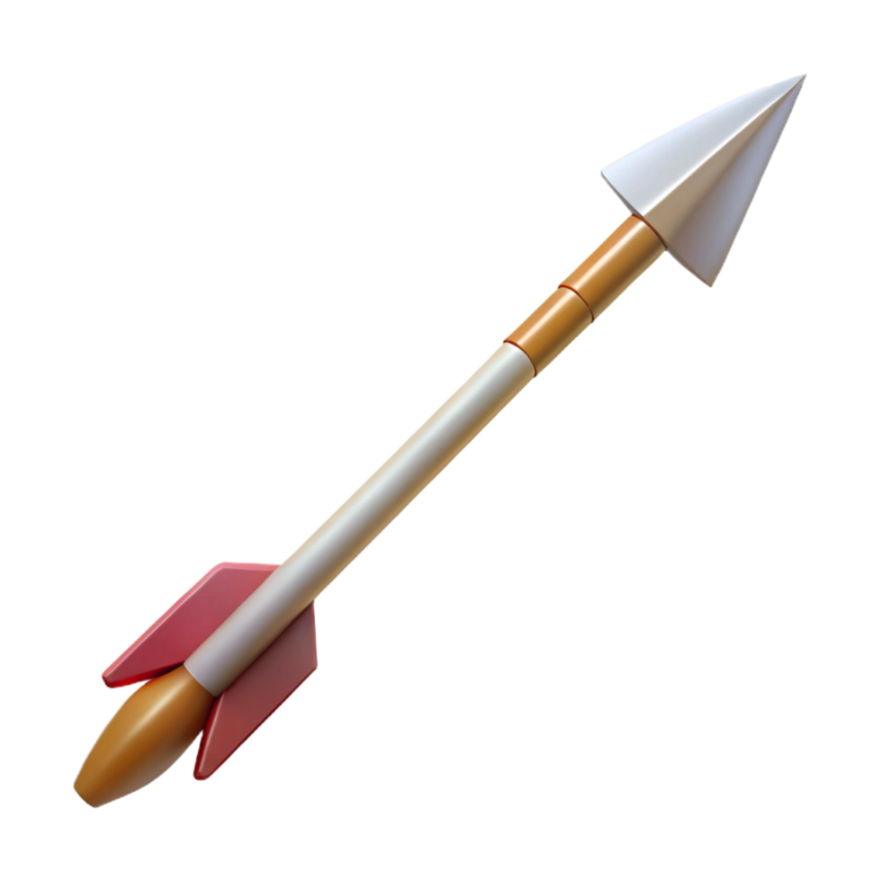 vibrant sought-after Hyper-specific, professional render of a tribal arrow with fletching and a sharpened bone tip Isolated cutout with Transparent Background png