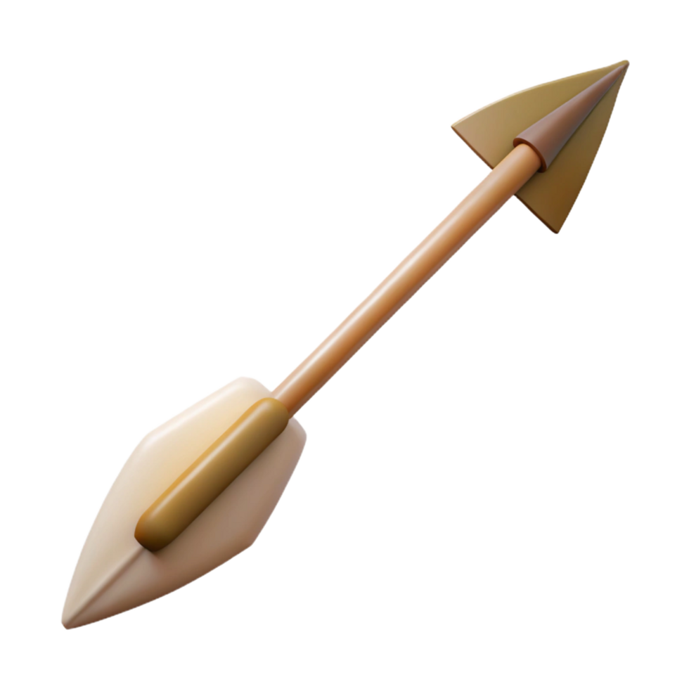 vibrant inspired Hyper-specific, professional render of a single tribal arrow with fletching and a bone arrowhead with Transparent Background png