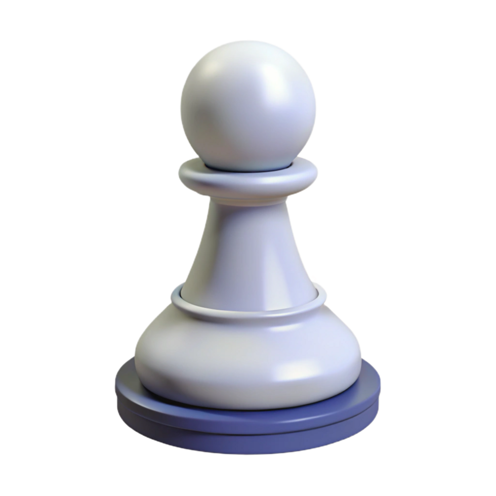 notable urban Professional render, concept art style of a single white chess pawn Isolated cutout with Transparent Background premium png